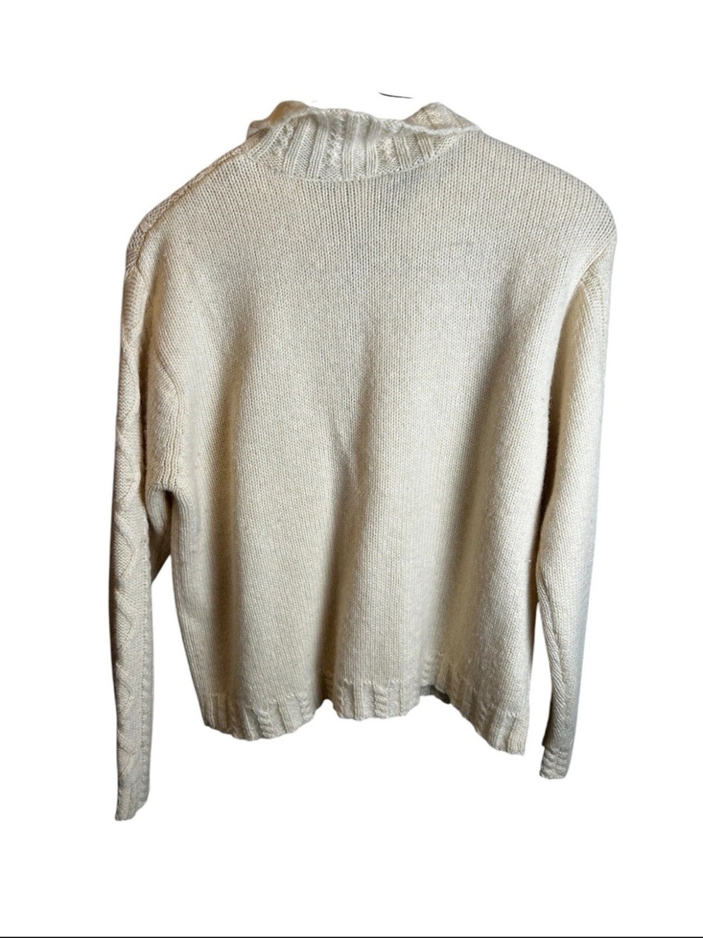 Talbots 100% Shetland Wool Cable Knit Full Zip Cardigan Sweater Jacket Size XL - Picture 3 of 4
